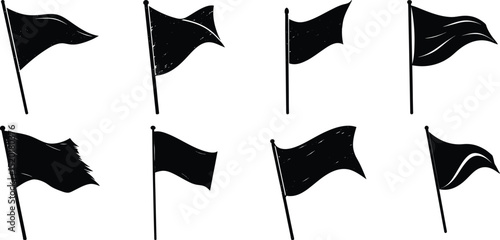 Set flag silhouette white background