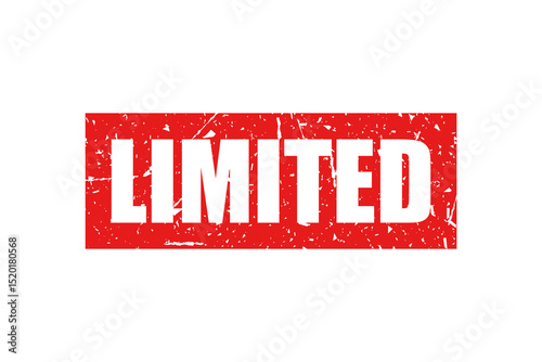 Limited - red stamp on white background