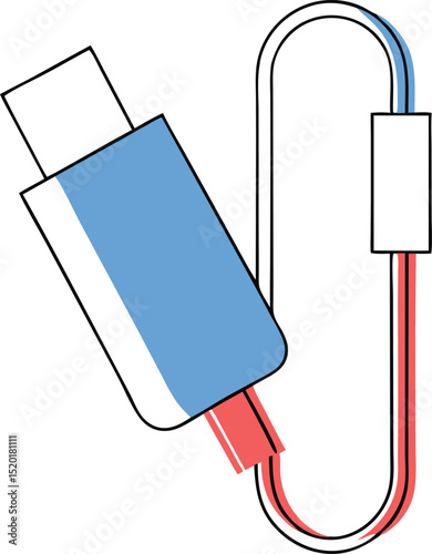 Modern abstract illustration of a usb c charger and a carabiner clip