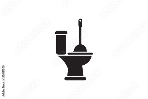 A  toilet plunger silhouette with a simple, understated design set against a white background