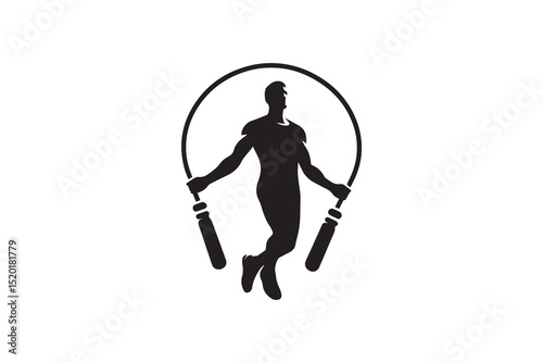A Skipping rope silhouette with a simple, understated design set against a white background     