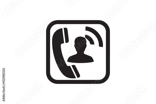 A  Missed call and recieve call silhouette with a simple, understated design set against a white background        