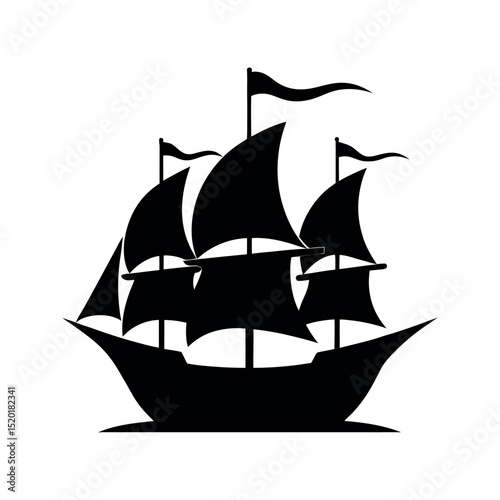 Brig Black Vector Silhouette
