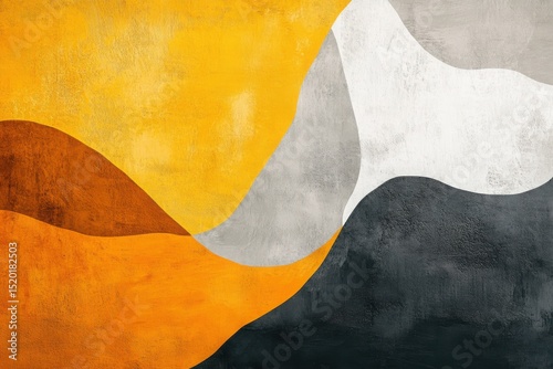 Wallpaper Mural Abstract painting with yellow orange gray and white forms Torontodigital.ca