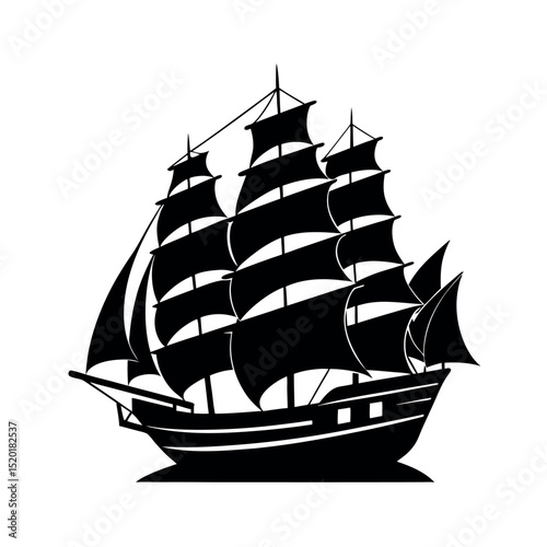 Brig Black Vector Silhouette