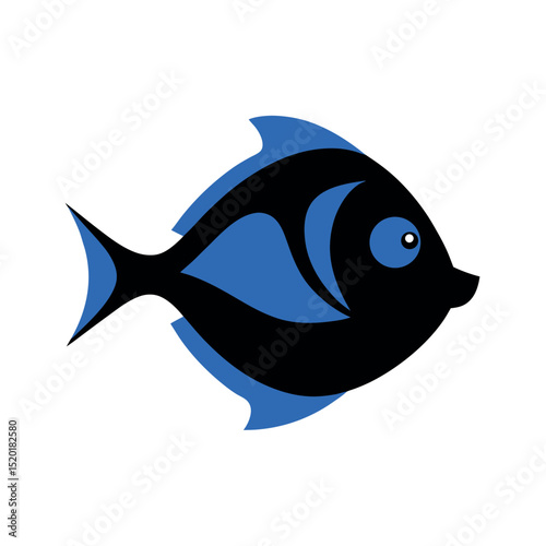 Blue Tang Black Vector Silhouette