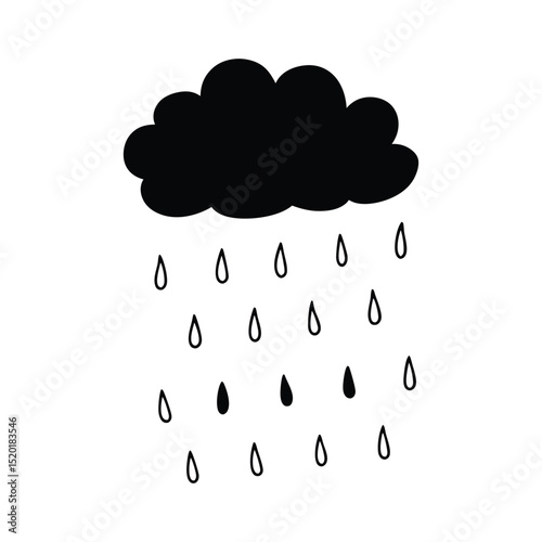 Black cloud with falling raindrops