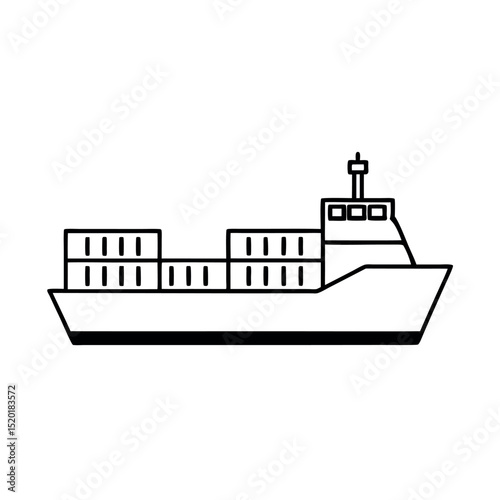 Outline of Container Ship Line Art Vector