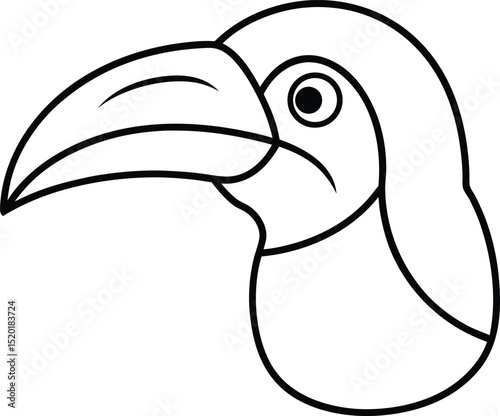 keel billed toucan head icon line art vector illustration on transparent background