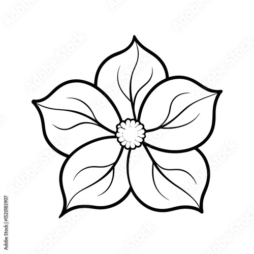 Outline of Dogwood Blossom Line Art Vector