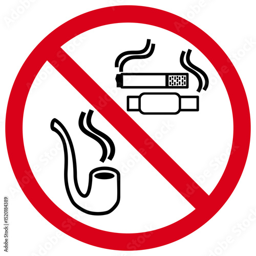 Smoking cigarettes, pipes, and electronic cigarettes is prohibited here, as indicated by the sign with crossed lines.