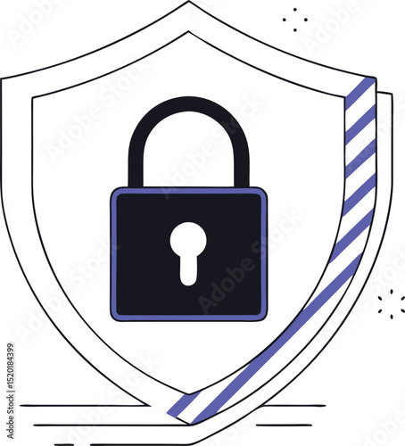 Secure data protection icon featuring lock and shield for cybersecurity concepts