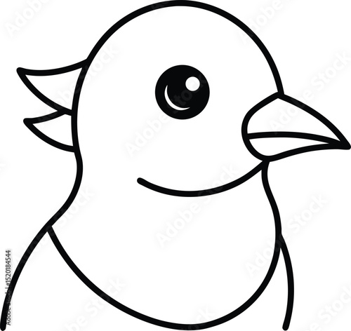 lark head icon line art vector illustration on transparent background