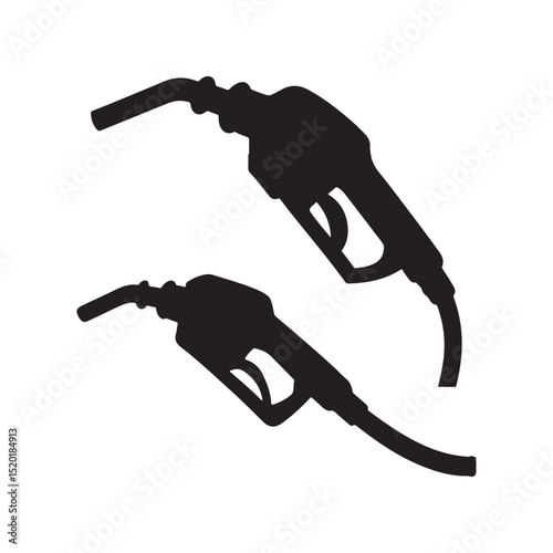 Charging nozzle and petrol pump nozzle icon isolated on white background.
