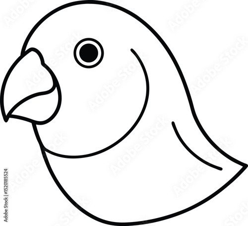 lovebird head icon line art vector illustration on transparent background