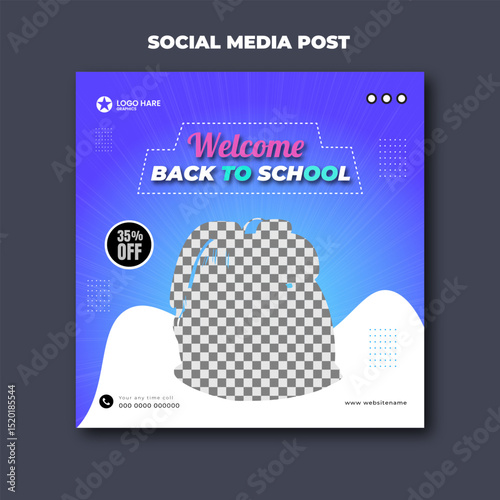 Welcome back to school social media post design template