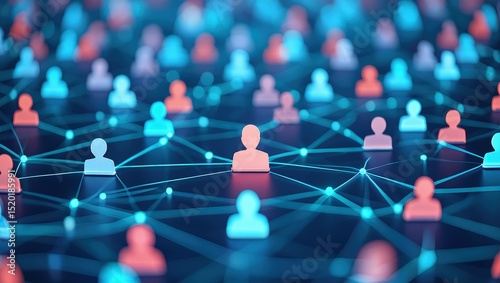 Network of user icons symbolizing iam roles and access management.