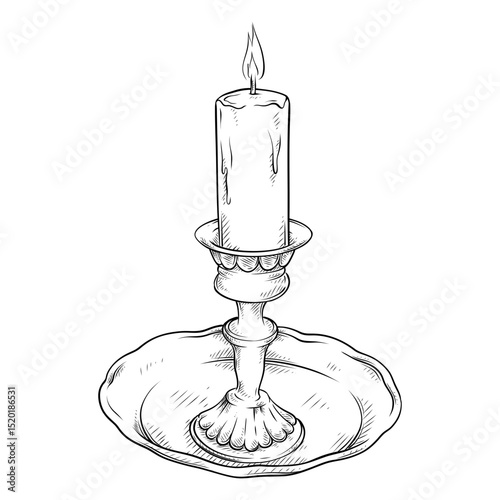candle vector drawing line art illustration