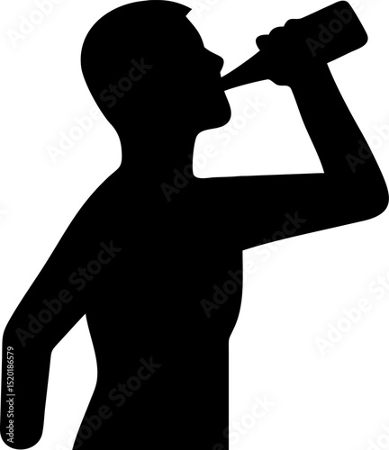 Silhouette illustration of a drunk person stumbling potentially representing addiction intoxication or loss of control in a simple vector graphic