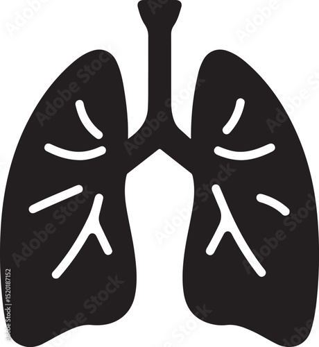 Human Lungs Silhouette Logo – Medical Vector Illustration on White Background