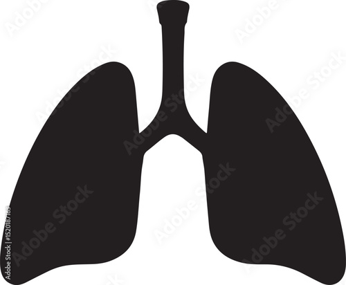 Lung Silhouette Vector Illustration – Respiratory Organ Logo On White Background
