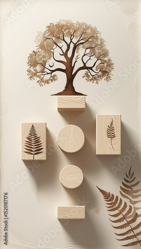 Minimalist Wood Tree Fern Botanical Art