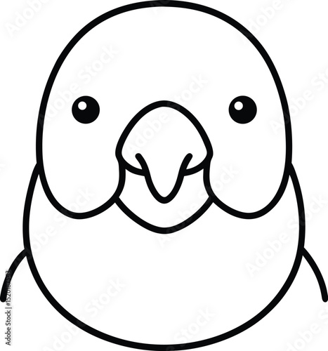 moustached parakeet head icon line art vector illustration on transparent background
