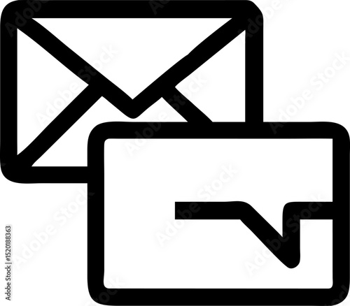 Modern Communication Icon Design Featuring Email and SMS Messaging Symbols for Digital Interfaces and Mobile Applications Representing Connectivity