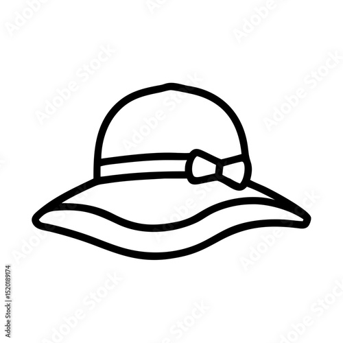 Vector image of sun hat on transparent background, simple and stylish illustration of summer accessory in flat style