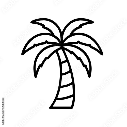 Vector image of palm tree on transparent background, simple and tropical nature illustration in flat style