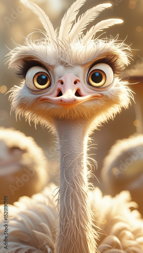  Funny Ostrich Face - Cartoon Bird Portrait