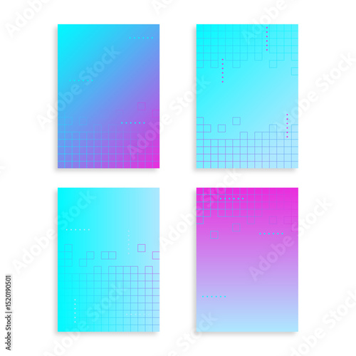 set abstract tech background with digital smooth