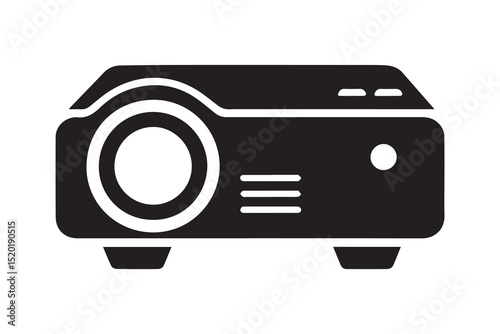  A projector silhouette with a simple, understated design set against a white background. 