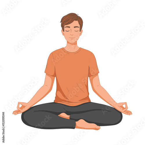 Young person sitting in lotus pose (Padmasana)