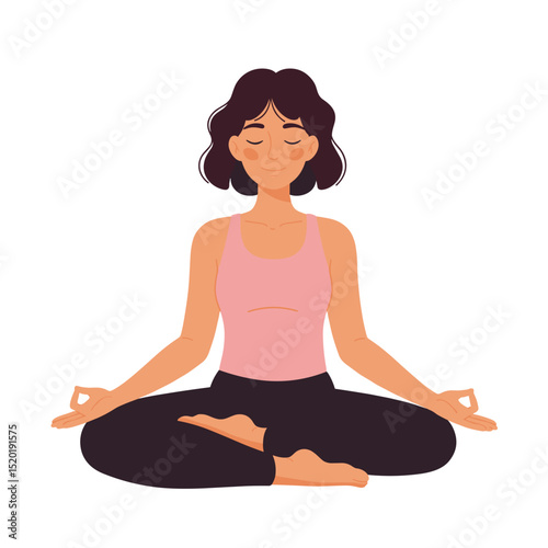 Young person sitting in lotus pose (Padmasana)