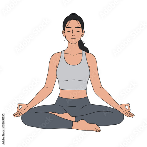 Young person sitting in lotus pose (Padmasana)