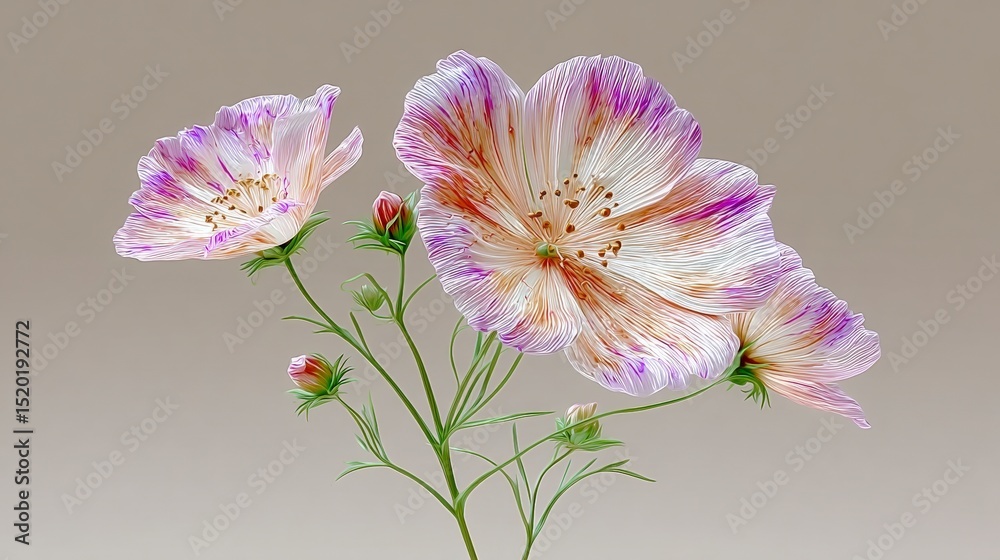 Fototapeta premium Pastel Pink Purple Flowers Close Up Studio Shot Dramatic Lighting Soft Petals Floral