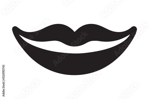 A smile lip  silhouette with a simple, understated design set against a white background. 