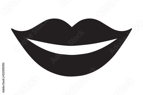 A smile lip  silhouette with a simple, understated design set against a white background. 