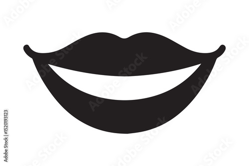 A smile lip  silhouette with a simple, understated design set against a white background. 