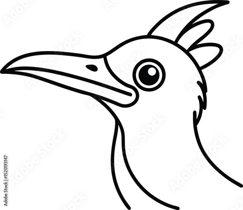 roadrunner head icon line art vector illustration on transparent background
