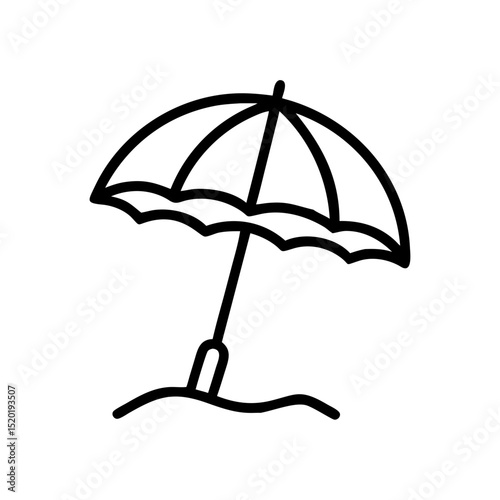 Vector image of beach umbrella on transparent background, simple and colorful summer illustration in flat style