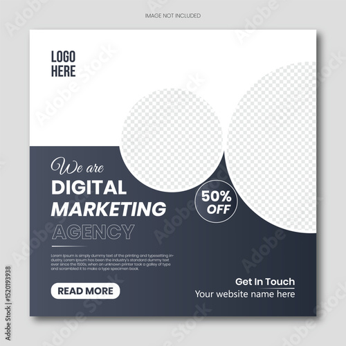 Digital Marketing Social Media Post Template Layout and digital business marketing banner for social media post template.