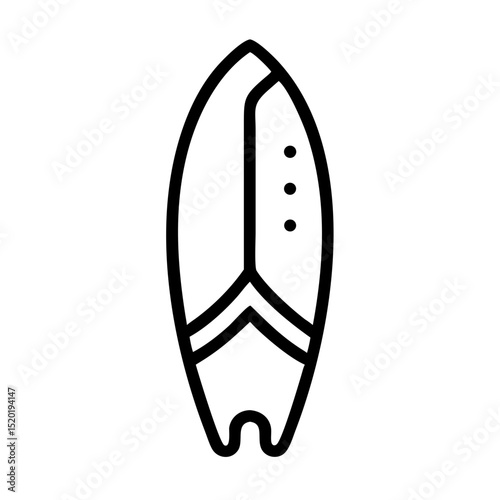 Vector image of surfboard on transparent background, simple and colorful summer sport illustrations in flat style