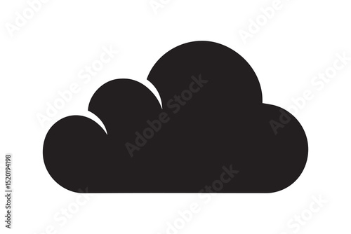 A cloud  silhouette with a simple, understated design set against a white background. 