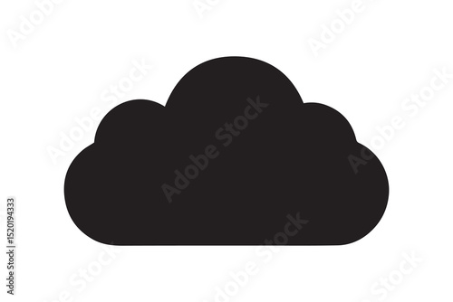 A cloud  silhouette with a simple, understated design set against a white background. 