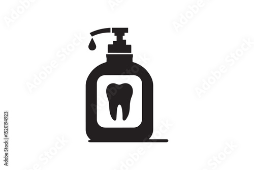 A  mouthwash  silhouette with a simple, understated design set against a white background. 