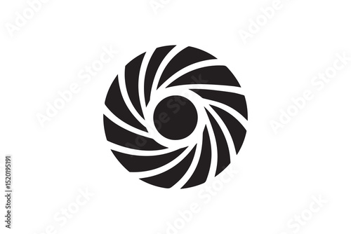 A Camera Shutter silhouette with a simple, understated design set against a white background