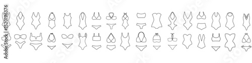 Swimsuit icon vector set. Leotard illustration sign collection. Swimming suit symbol or logo.