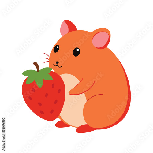 hamster eating a strawberry